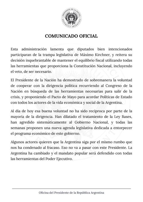 Milei anunció que renunciará a su jubilación de privilegio como presidente