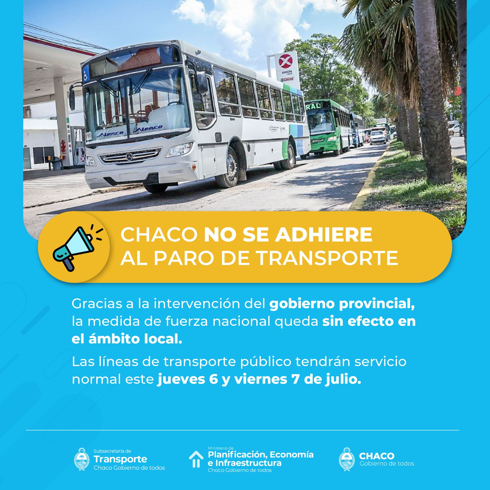 *GRACIAS A LA INTERVENCIÓN DEL GOBIERNO PROVINCIAL SE LEVANTA EL PARO DE COLECTIVOS EN CHACO*