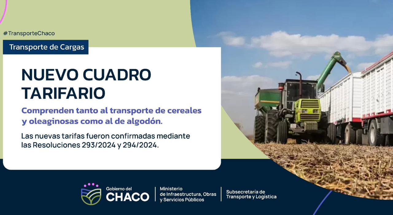 GOBIERNO INFORMA EL NUEVO CUADRO TARIFARIO PARA EL TRANSPORTE DE GRANOS Y ALGODÓN