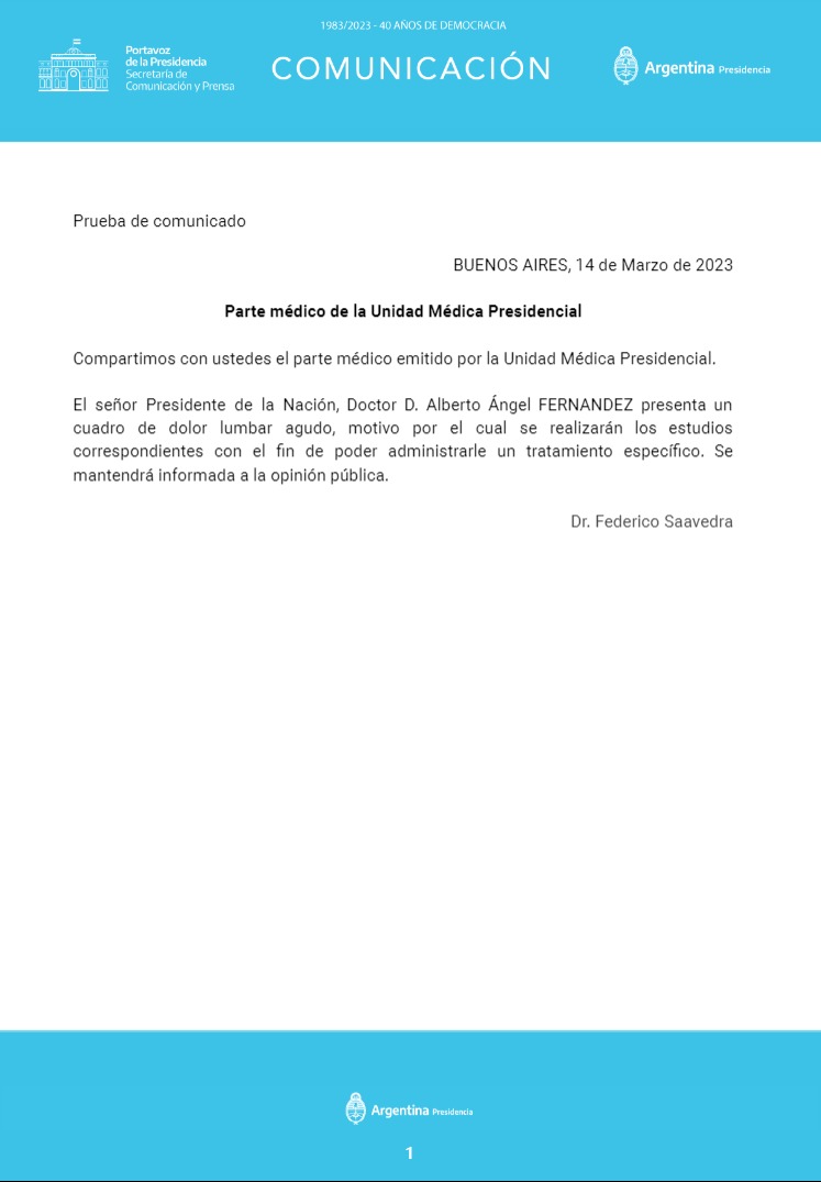 *POR CUESTIONES DE SALUD, LA VISITA DE ALBERTO FERNÁNDEZ AL CHACO FUE SUSPENDIDA