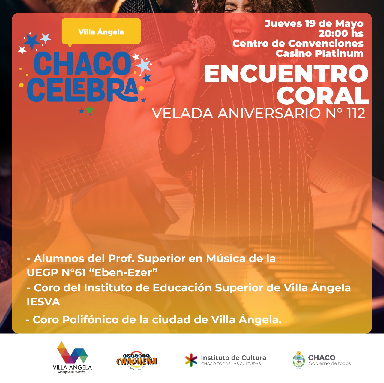 EL MUNICIPIO INVITA A LA VELADA CORAL EN EL MARCO DEL 112 ANIVERSARIO  DE VILLA ÁNGELA 