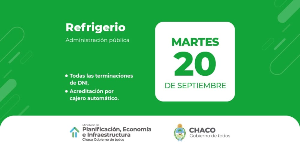 EL GOBIERNO PAGA ESTE MARTES EL REFRIGERIO