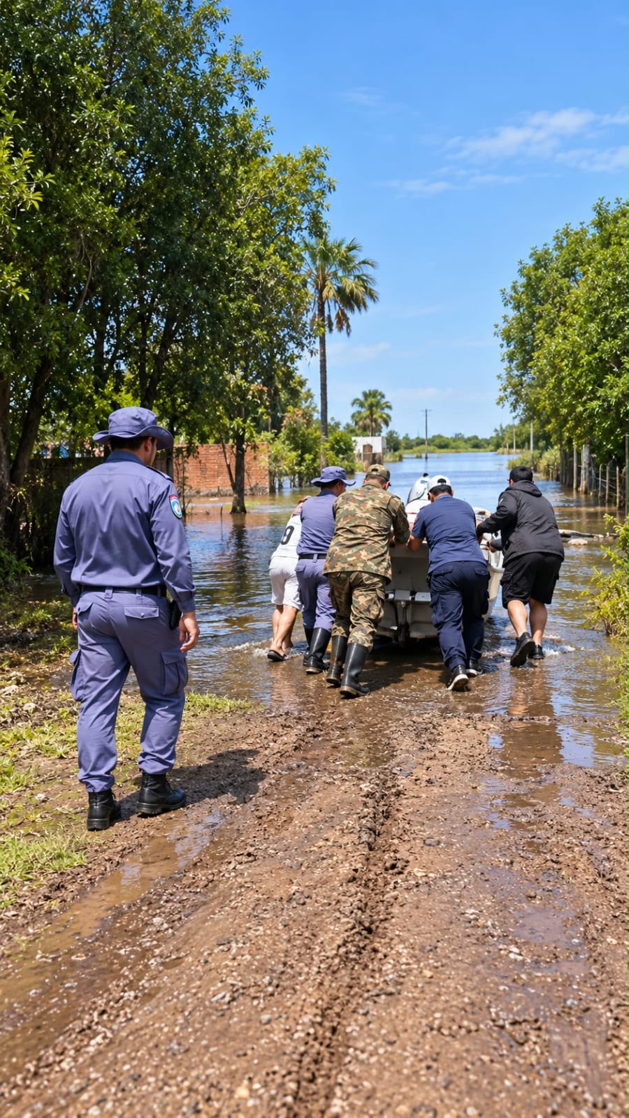 *LA POLIC&Iacute;A DEL CHACO ASISTE A FAMILIAS Y RESCATA ANIMALES AFECTADOS POR LA CRECIDA DE LOS R&Iacute;OS*