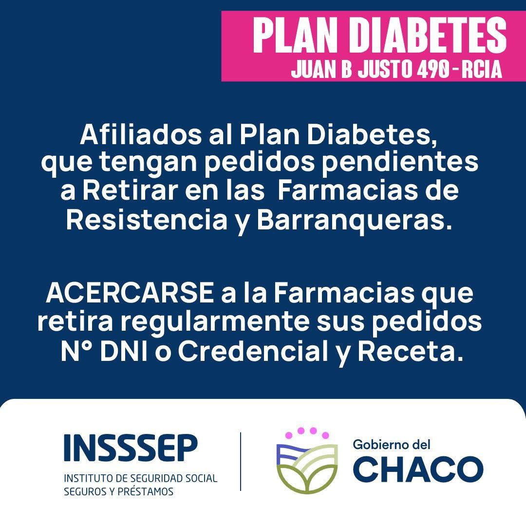 *PLAN DIABETES: INSSSEP RECUERDA A AFILIADOS RETIRAR SUS PEDIDOS*